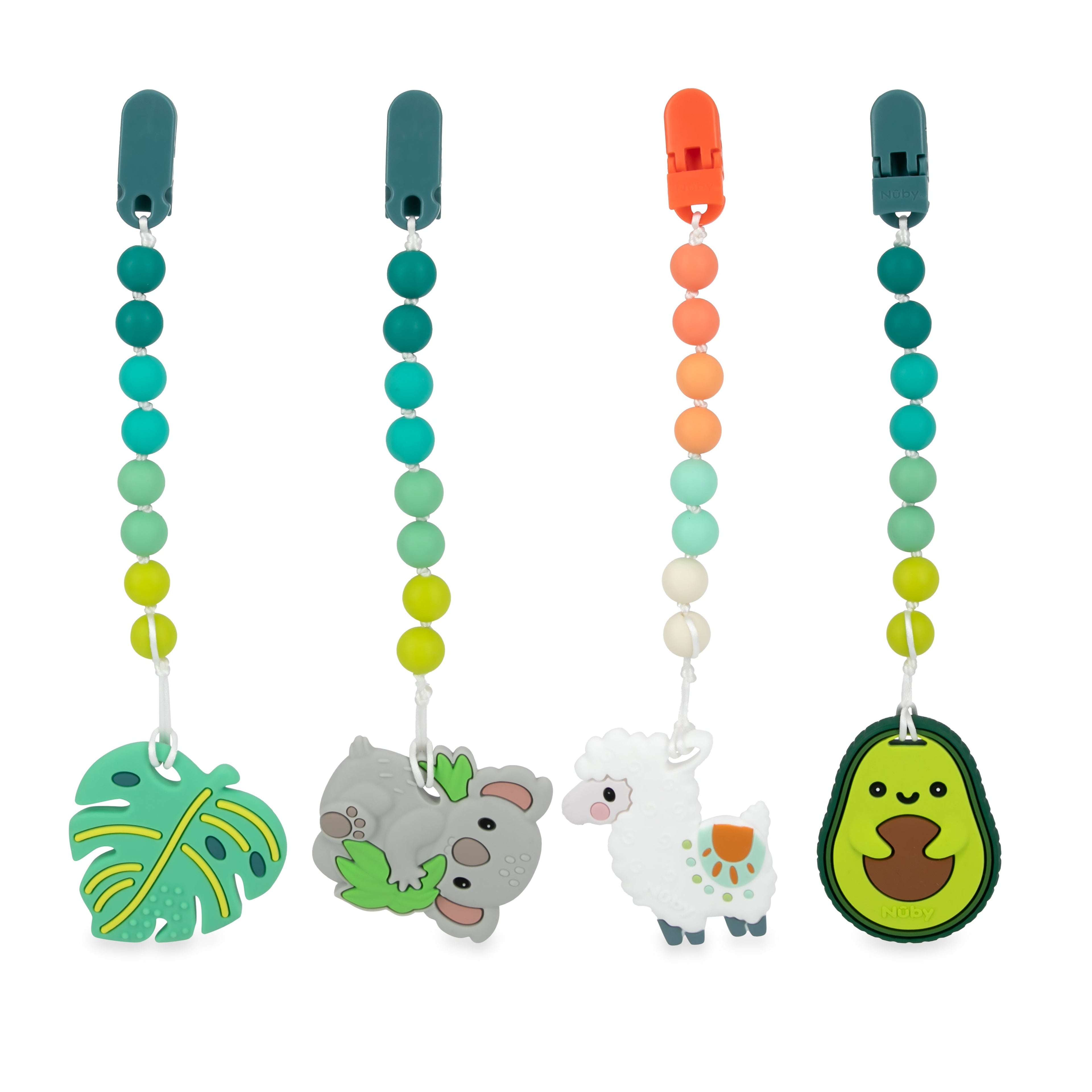 Silicone Teether with Pacifier Clip | Leaf