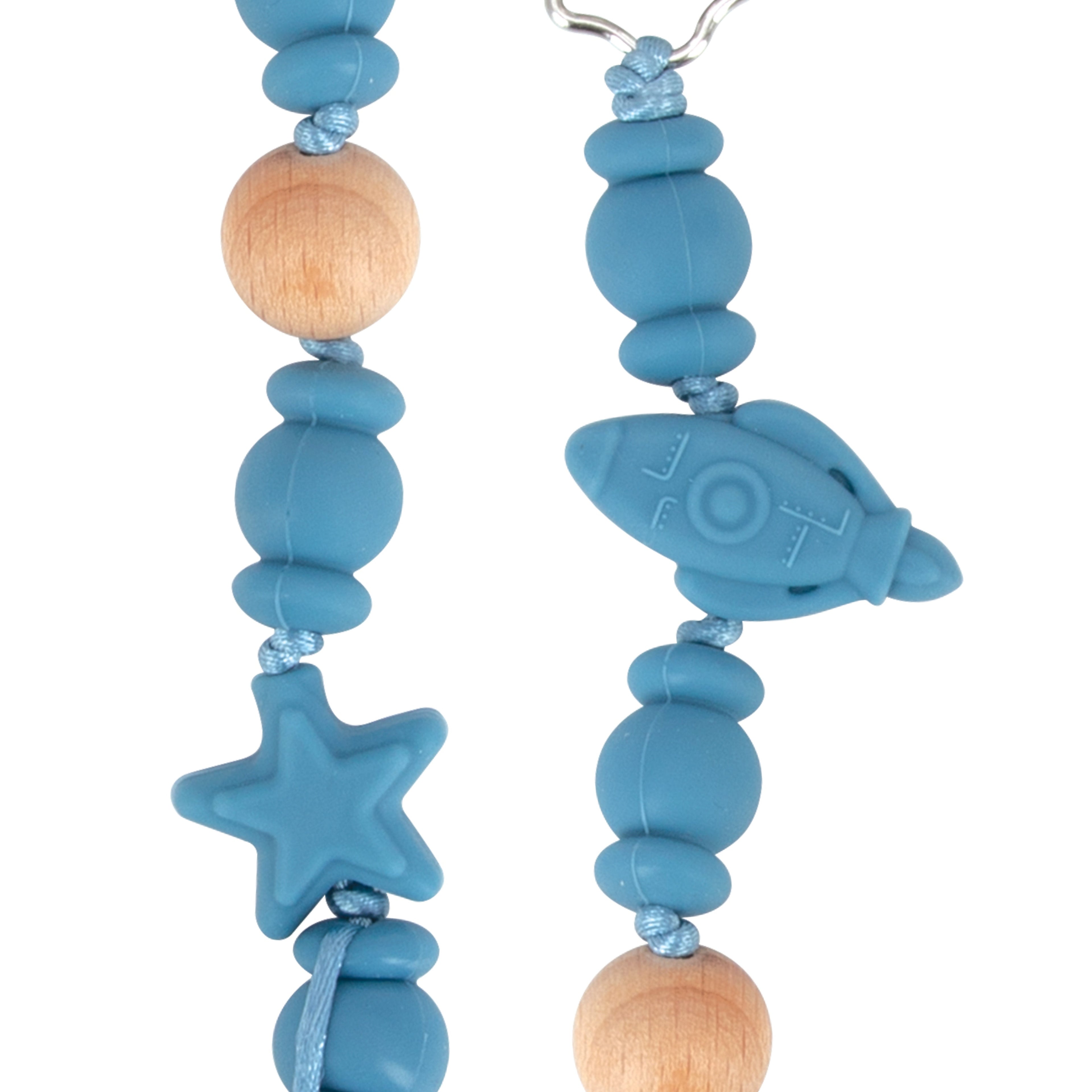 Silicone and Wood Beaded Pacifier Clip