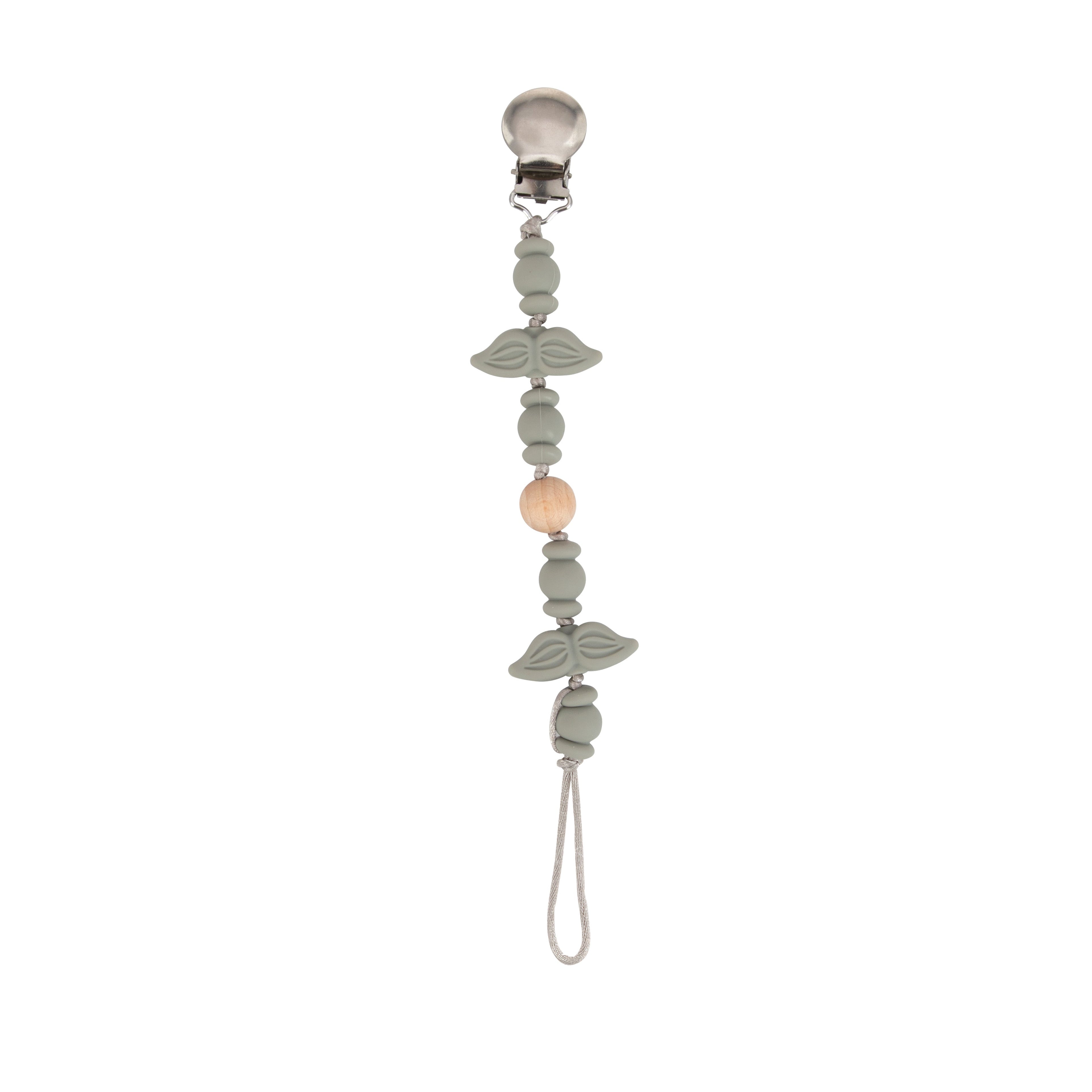 Silicone and Wood Beaded Pacifier Clip